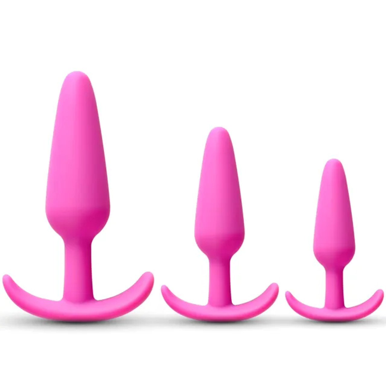3pc Silicone Anal Plug Set - Pink