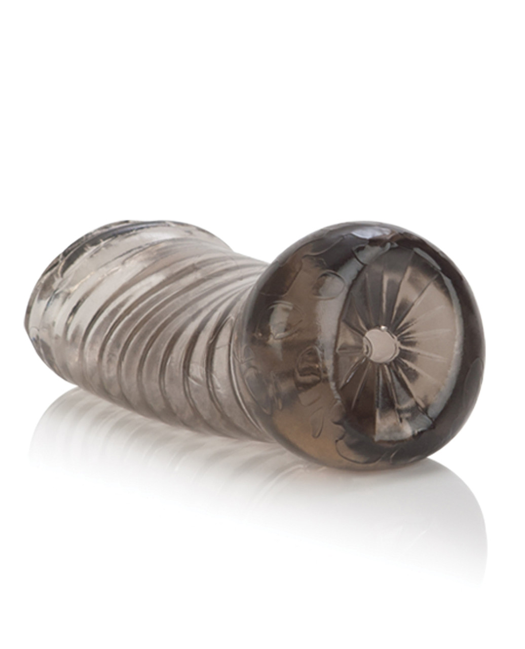 3 inch super-stretchy textured masturbator sleeve close-up from CalExotics Sta-Hard Erector Set for added pleasure and realistic sensation