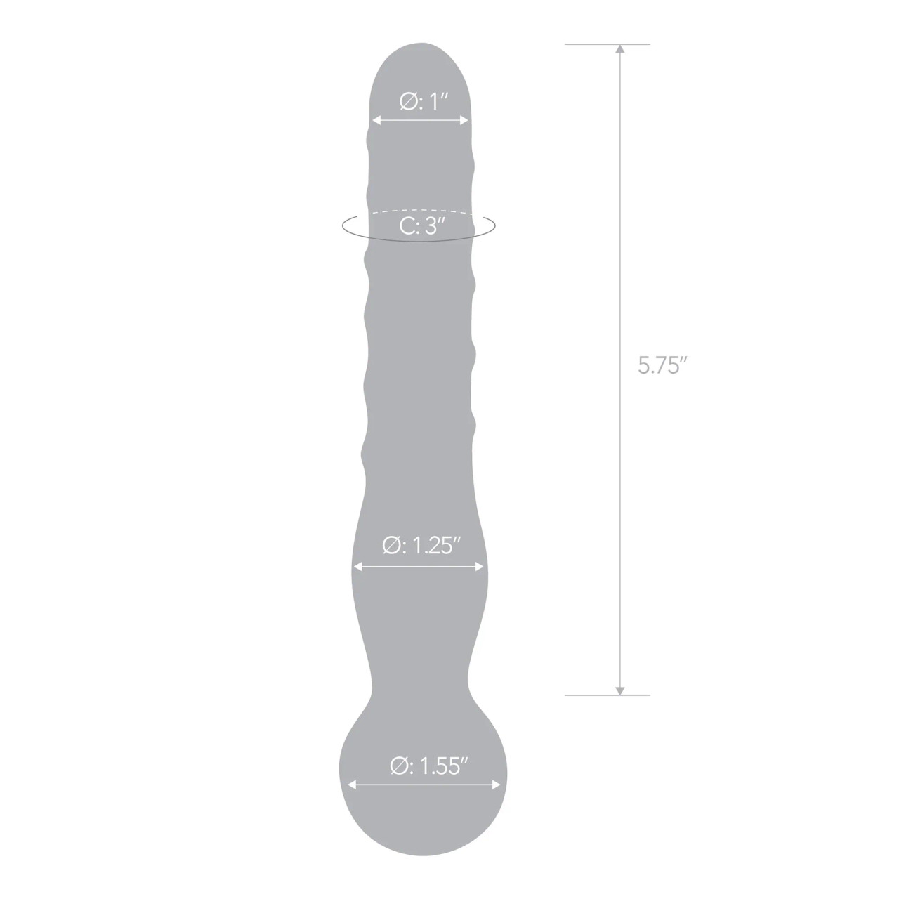 Glas 8" Joystick Clear Glass Dildo size chart