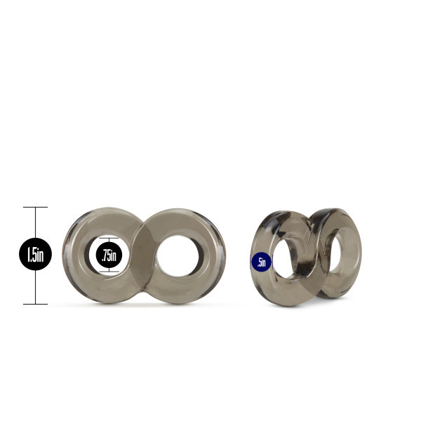 Stay Hard Penis Ring + Ball Strap in stretchy black liquid silicone showing the full cock ring with integrated ball strap for secure erection support and ball tugging sensation