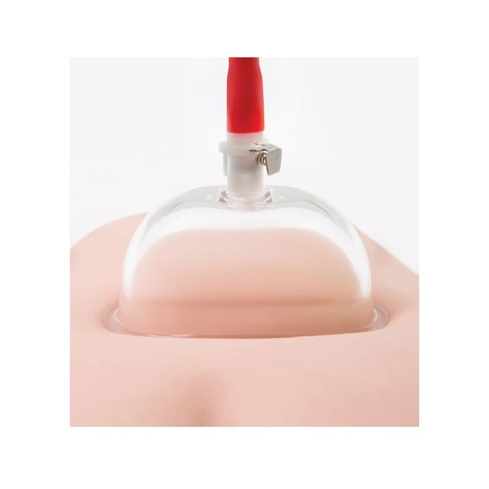 Close-up of the clear acrylic cylinder with soft silicone rim on Temptasia Advanced Pussy Pump System designed for comfortable airtight seal and intense clitoral and labia suction