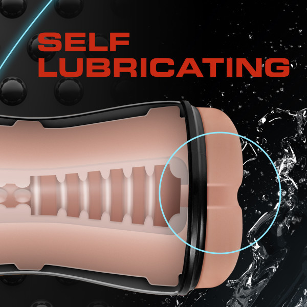 Internal sensational textured tunnel close-up inside Coverboy Butt Stroker - The Cowboy delivering powerful suction and varied stimulation with PerfectFlo air valve control