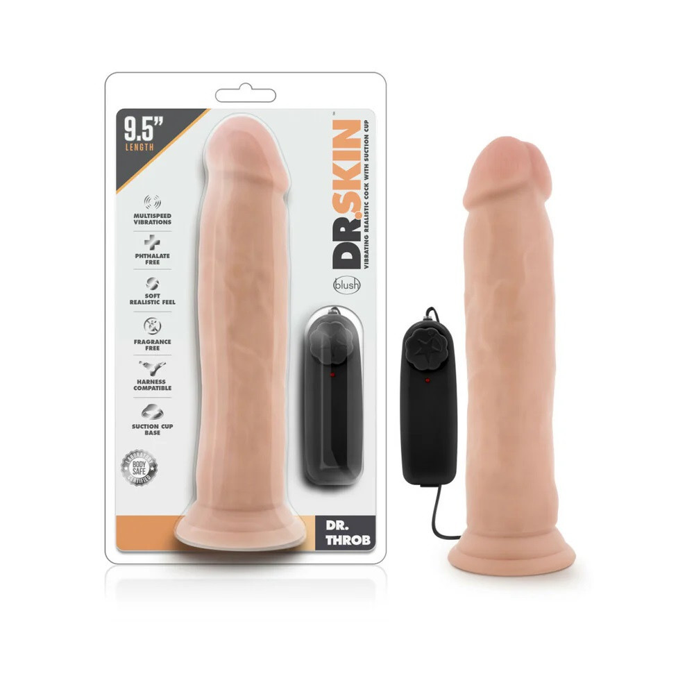 Dr. Skin Dr. Throb 9.5" Vibrating Dildo - Vanilla