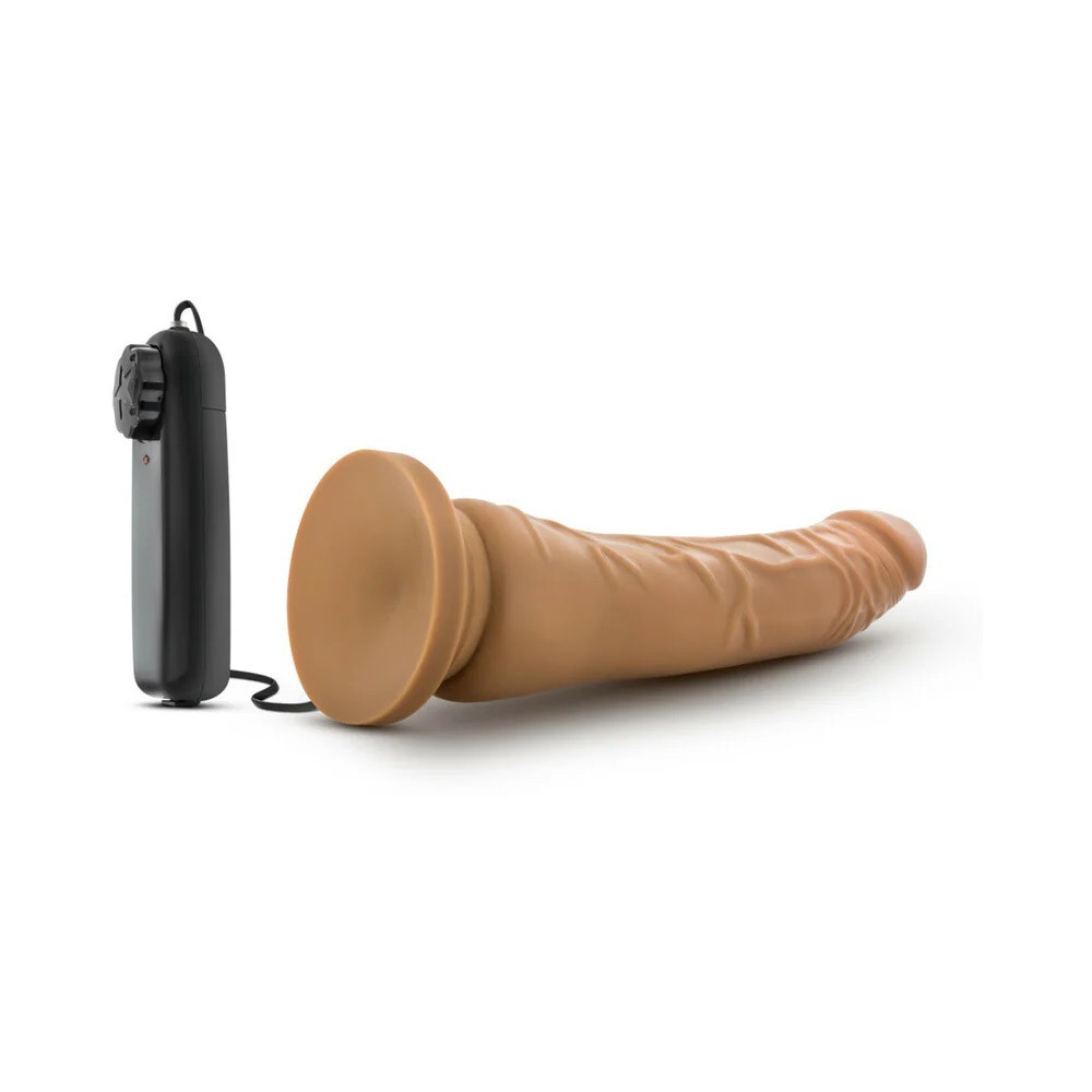 Strong suction cup base close-up on Dr. Skin 8.5 inch Vibrating Cock with Suction Cup providing secure hands-free suction and harness compatibility for versatile play