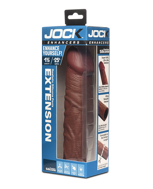 Jock Enhancers 1.5" Realistic Silicone Penis Extension - Dark