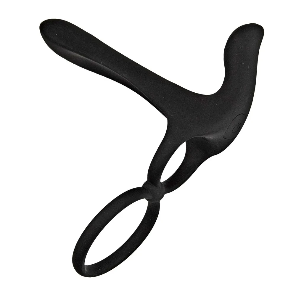 Enhancer The Ultimate Lover Silicone Couples Ring in premium silky silicone showing its full design with adjustable cock and ball rings, textured flexible stimulator, and powerful dual-motor vibration for shared pleasure