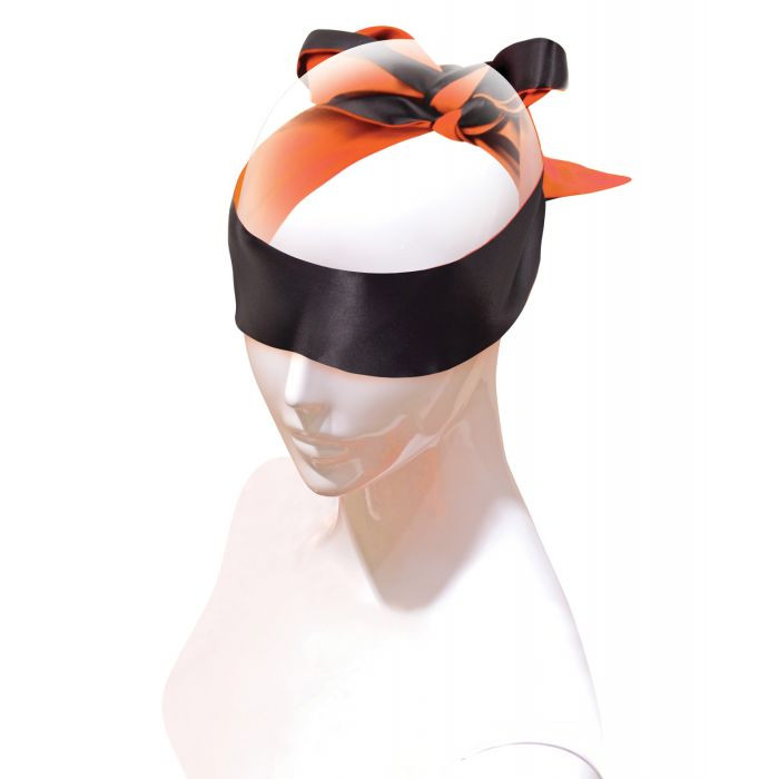 Orange Is The New Black Satin Sash in silky smooth satin showing its full 60-inch length, fully reversible design, and versatile use as blindfold or wrist/ankle restraint