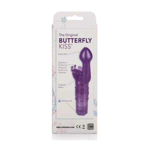 Back of CalExotics Original Butterfly Kiss vibrator packaging with product details