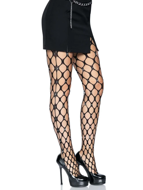 Leg Avenue Rhinestone Pothole Net Tights side view