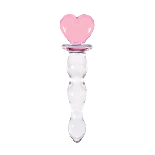 Crystal Premium Glass Heart of Glass clear and pink borosilicate dildo