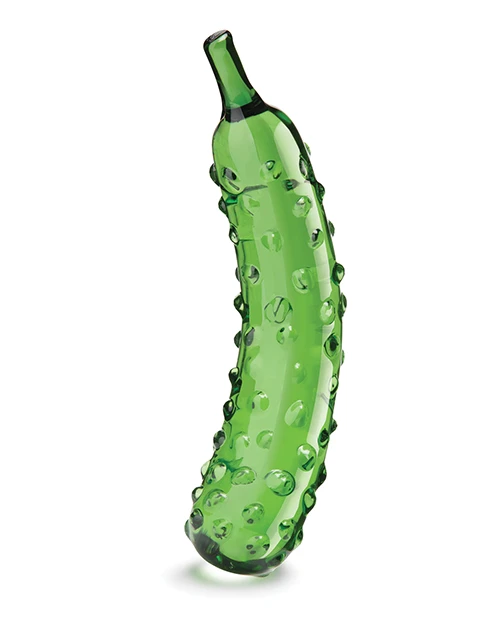 Glas Caressing Cucumber 8.25 inch green glass dildo with textured bumps