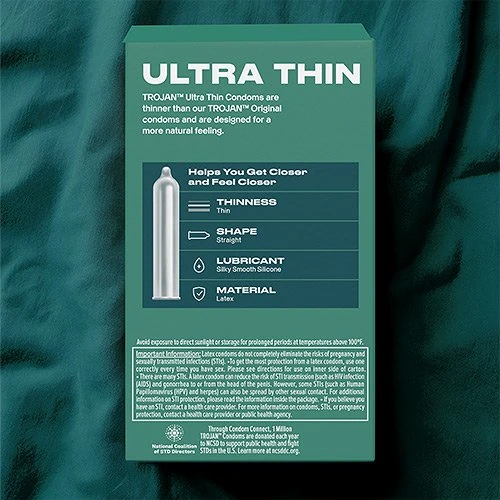 Trojan Ultra Thin Lubricated Condoms - 3pk