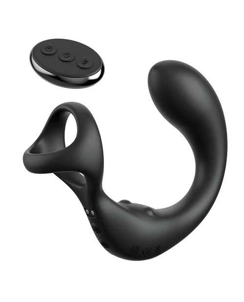 Anal Fantasy Elite Ass-Gasm Taint-Alizer black silicone prostate stimulator with remote.