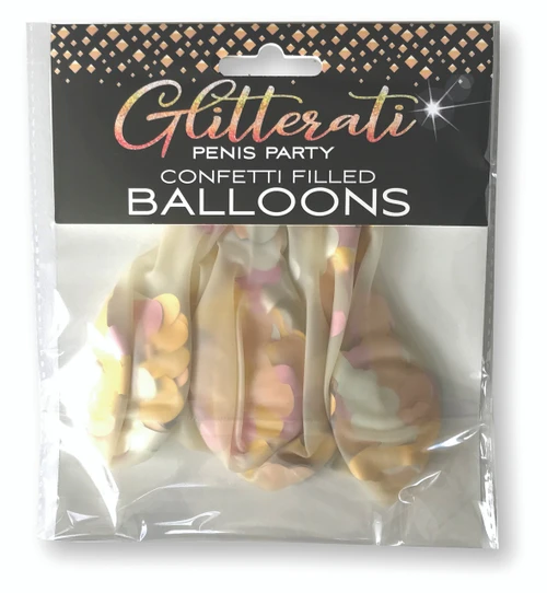 Glitterati Penis Party 11" Confetti Filled Balloons - 6 Pack