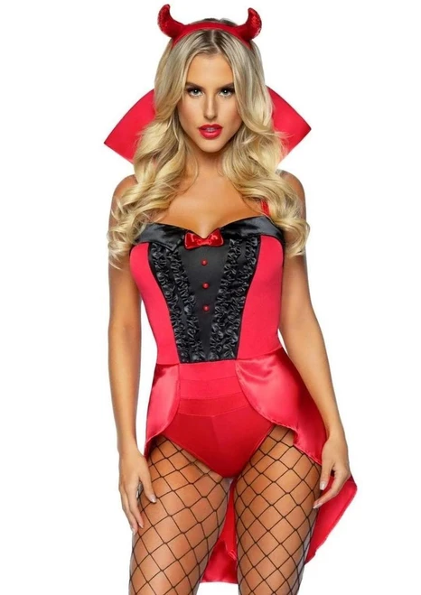 Leg Avenue Devilish Darling Tux and Tails Bodysuit (3 Piece)
