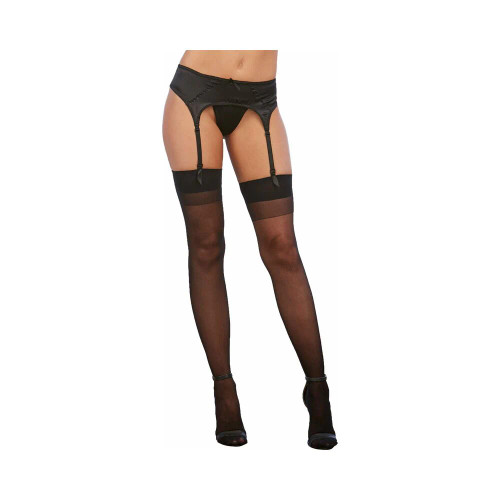 Dreamgirl Sheer Thigh Highs with Back Seam - Black