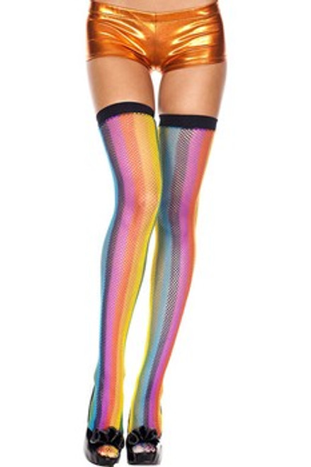 Music Legs Rainbow Fishnet Thigh Hi