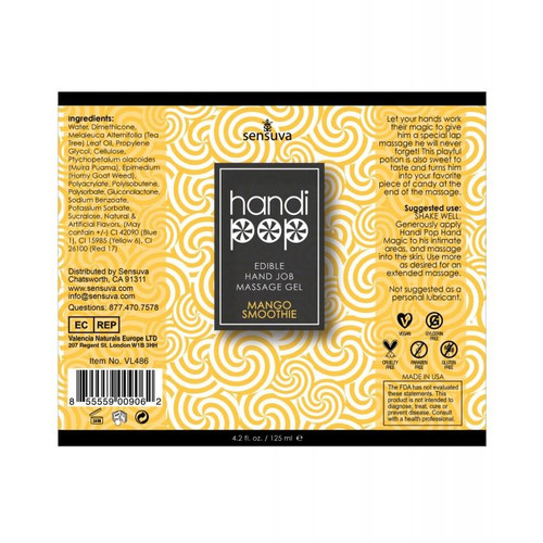 HandiPop Mango Soothie Edible Hand Job Massage Gel - 4.2 oz HandiPop Mango Soothie Edible Hand Job Massage Gel - 4.2 oz