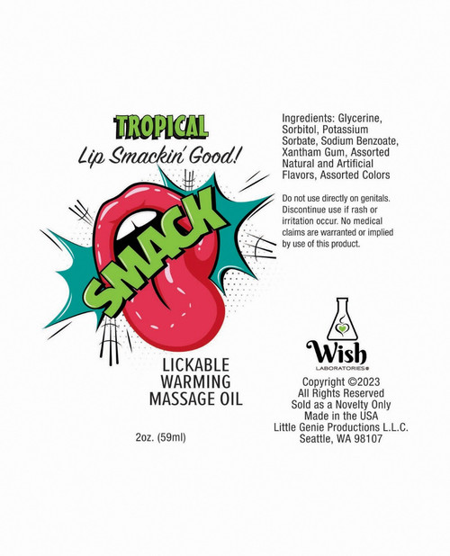 SMACK Lickable Warming Massage Oil 2 oz - Tropical SMACK Lickable Warming Massage Oil 2 oz - Tropical