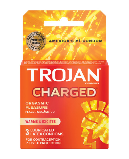 Trojan Charged Lubricated Condoms - 3pk Trojan Charged Lubricated Condoms - 3pk