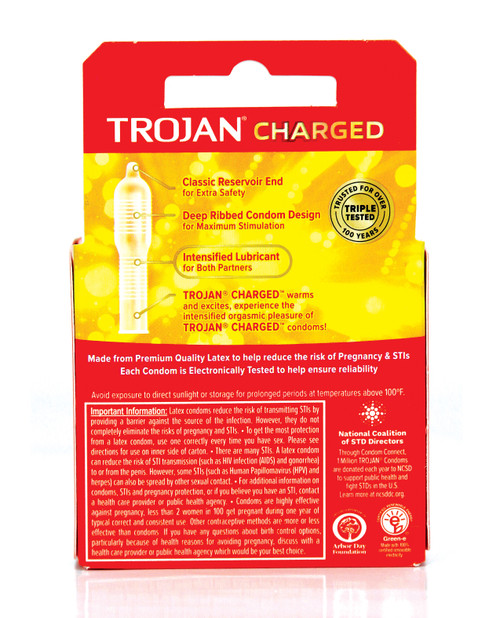 Trojan Charged Lubricated Condoms - 3pk Trojan Charged Lubricated Condoms - 3pk
