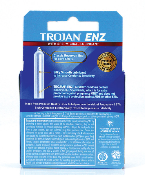 Trojan ENZ Spermicidal Condoms - 3pk Trojan ENZ Spermicidal Condoms - 3pk