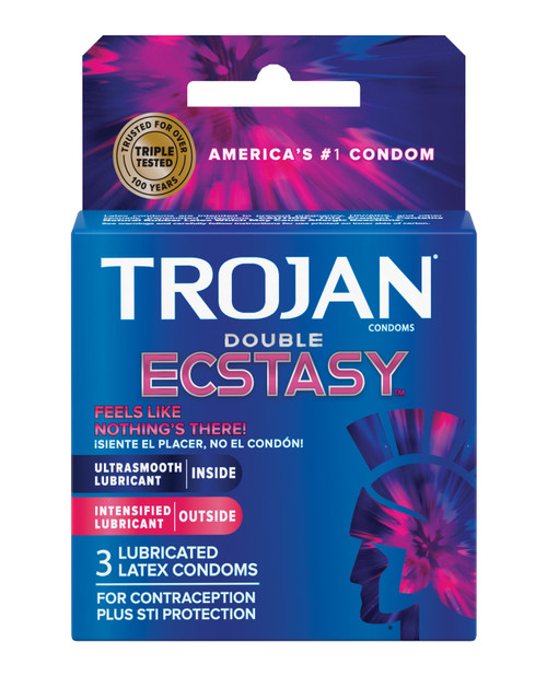 Trojan Double Ecstasy Lubricated Condoms - 3pk Trojan Double Ecstasy Lubricated Condoms - 3pk