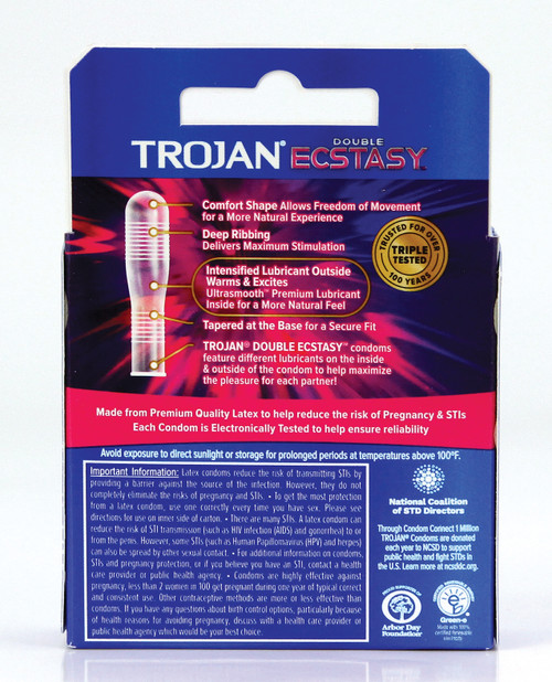 Trojan Double Ecstasy Lubricated Condoms - 3pk