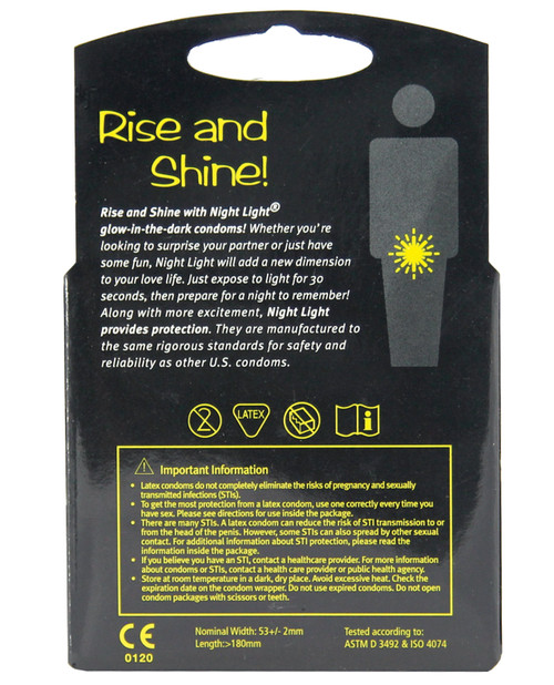 Night Light Glow-In-The-Dark Condoms - 3pk Night Light Glow-In-The-Dark Condoms - 3pk