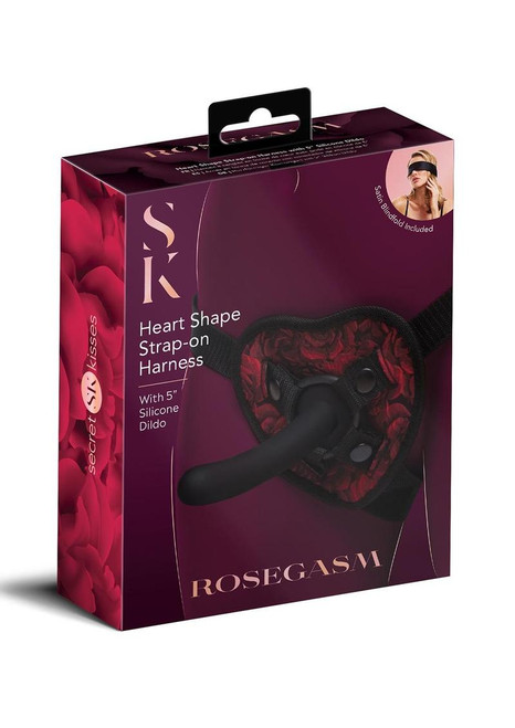 Secret Kisses Rosegasm Heart Shape Strap-On Harness with Dildo