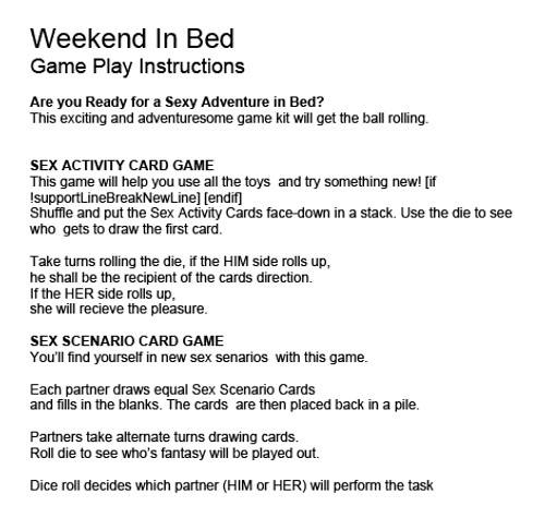 Behind Closed Doors - Weekend In Bed A Game Kit for Lovers Behind Closed Doors - Weekend In Bed A Game Kit for Lovers
