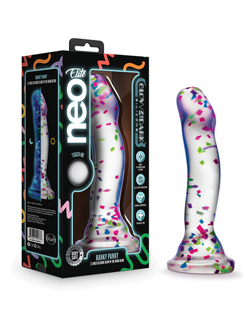 Neo Elite Hanky-Panky 7.5" Silicone Glow In The Dark Dildo