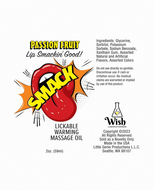 SMACK Lickable Warming Massage Oil 2 oz - Passion Fruit SMACK Lickable Warming Massage Oil 2 oz - Passion Fruit
