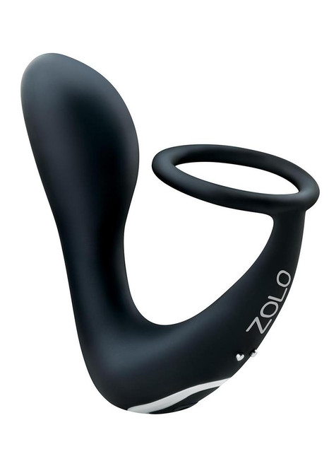 ZOLO Black Thumb Vibrating Cock Ring + Prostate Massager