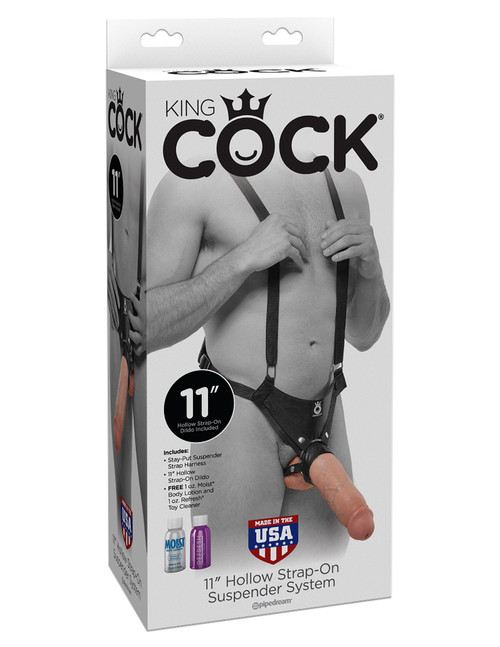 King Cock 11" Hollow Strap On Suspender System