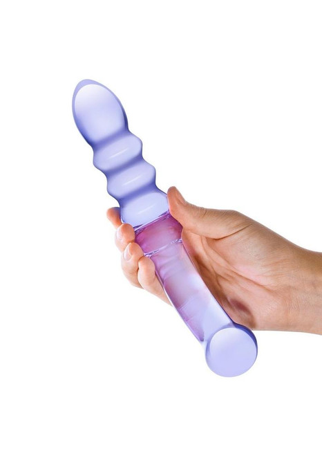 Glas 9" Purple Rain Ribbed Dildo