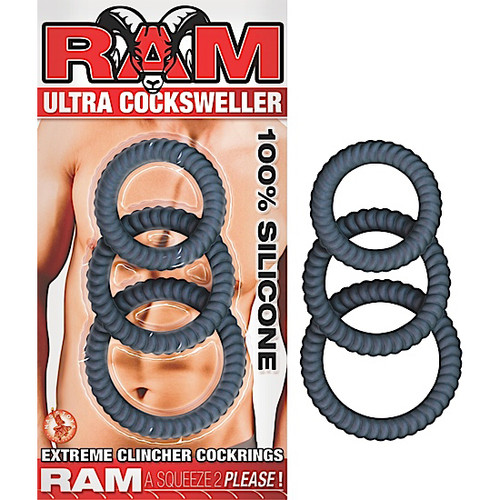 RAM Ultra Cocksweller Silicone Cock Ring Set - Black RAM Ultra Cocksweller Silicone Cock Ring Set - Black