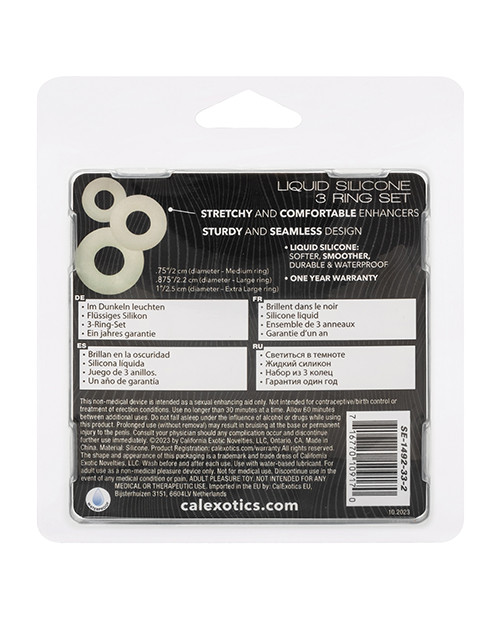 CalExotics Alpha Glow Ring Liquid Silicone 3 Ring Set