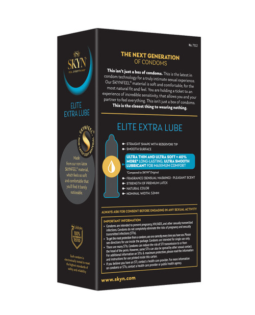 Skyn Elite Ultra Thin Extra Lubricated Non-Latex Condoms - 12pk