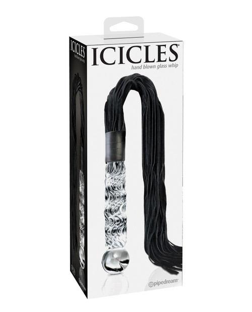 Icicles No. 38 Textured Glass Dildo with Flogger Icicles No. 38 Textured Glass Dildo with Flogger