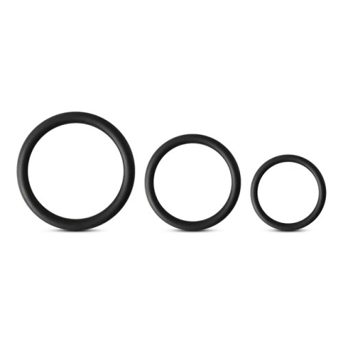 Silicone Triple Cock Ring Set - Black