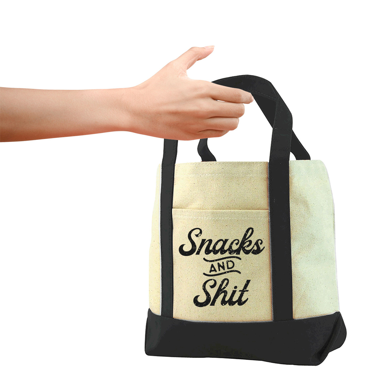 Snacks and Shit - Small Canvas Tote Bag