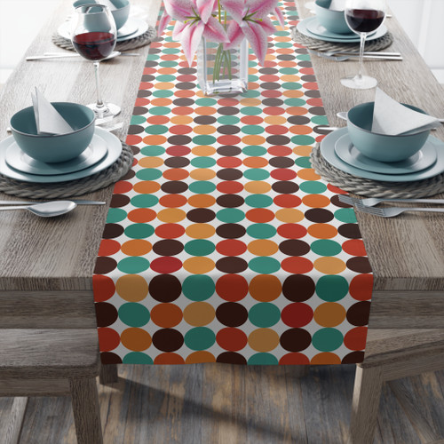 Retro Polka Dot Table Runner - Cotton Twill or Polyester - 2 Sizes
