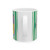 Retro Radio Badge mug | Striped green background