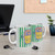Retro Radio Badge mug | Striped green background