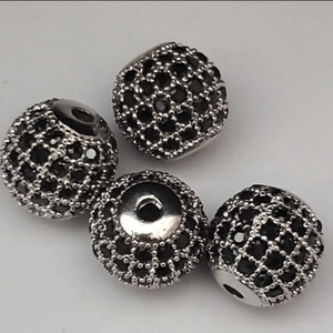 10mm Micropave spacer bead Silver w Blk