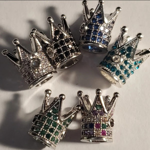 Silver Crown Spacer w Stones