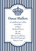 Navy Blue Stripe Christening & Baptism Invitations