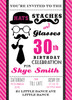 Staches & Gasses Party Birthday Invitations