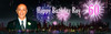 Custom adults New Years party banner for sale online. Made using a photo, Fireworks Theme